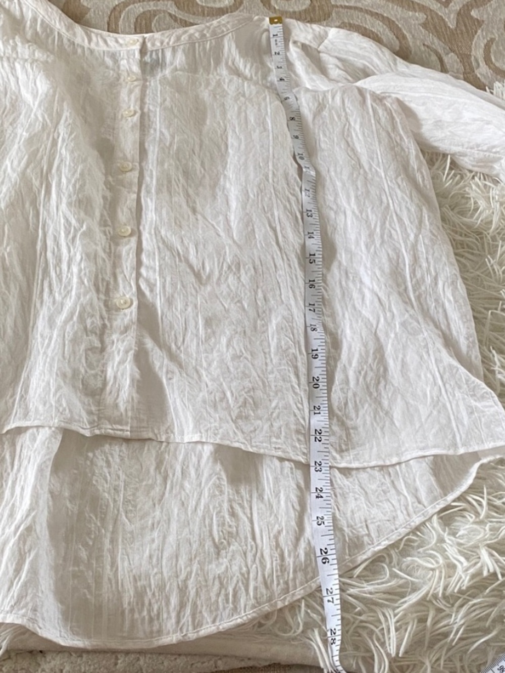 Ann Taylor White Crinkle Button Front Blouse Size Small Long Sleeve - Picture 8 of 10